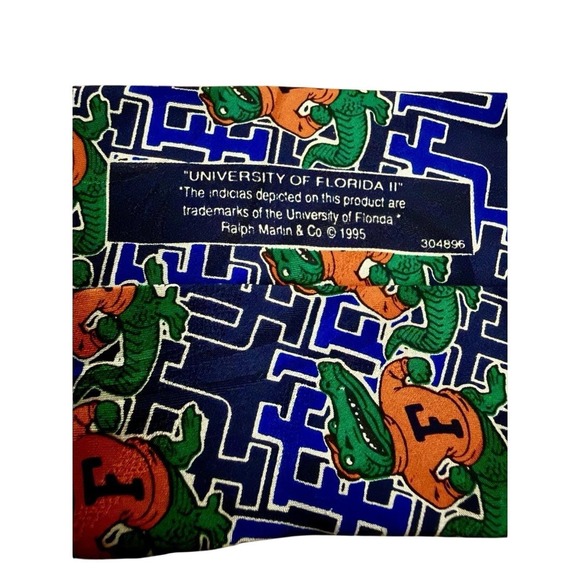 Vintage Florida Gators 100% Silk Tie Ralph Marlin Alligators UF Logo NCAA - Picture 3 of 5